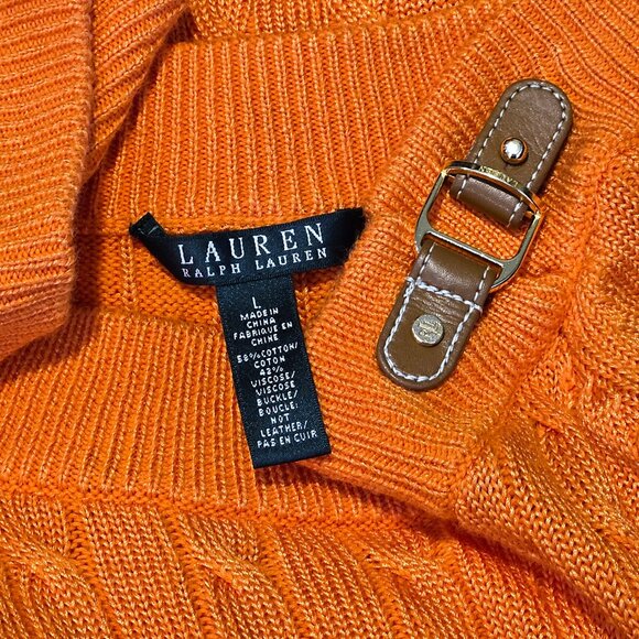 LAUREN by RALPH LAUREN - Classic cable knit scoop neck orange sweater - Picture 10 of 10